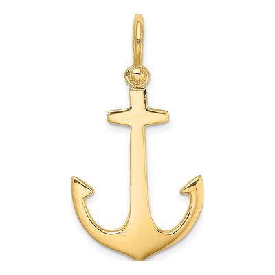 10K Yellow Gold 3D Anchor Pendant – view 4