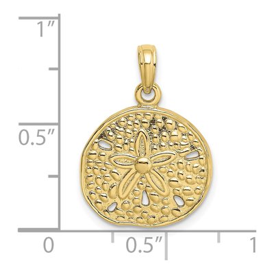 10K Yellow Gold Sand Dollar Pendant – view 4