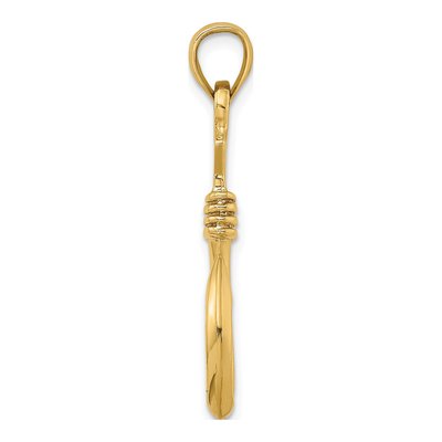 10K Yellow Gold 3D Fish Hook Rope Charm – view 3