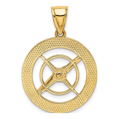 10K Yellow Gold Nautical Compass Pendant – view 5