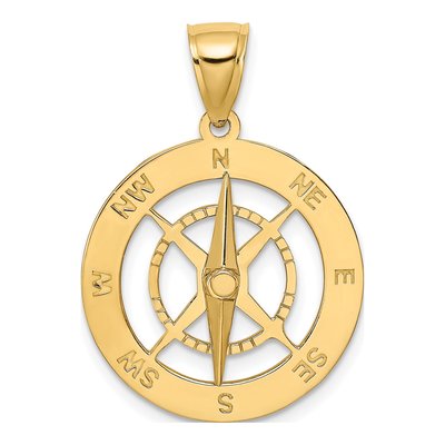10K Yellow Gold Nautical Compass Pendant