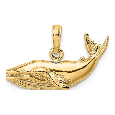 10K Yellow Gold Humpback Whale Pendant