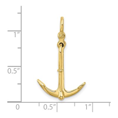 10K Yellow Gold 3D Anchor Charm – view 4