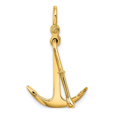 10K Yellow Gold 3D Anchor Charm – view 6