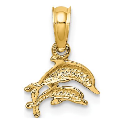 10K Yellow Gold Mini Double Dolphins Charm – view 5