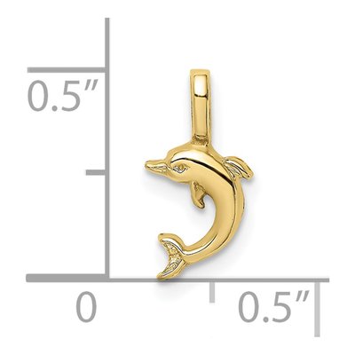 10K Yellow Gold Mini Dolphin Pendant – view 4