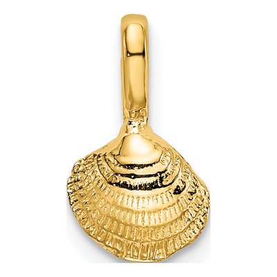 10K Yellow Gold Mini Clam Shell Pendant