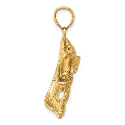 10K Yellow Gold Bass Fish Pendant – view 3