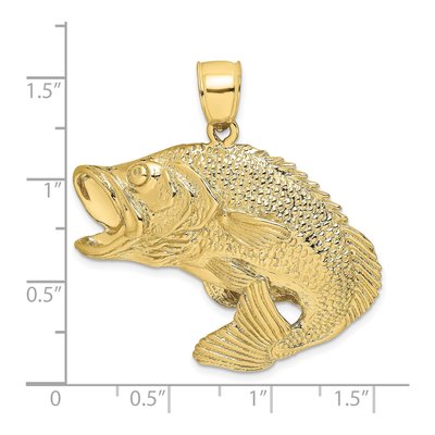 10K Yellow Gold Bass Fish Pendant – view 4