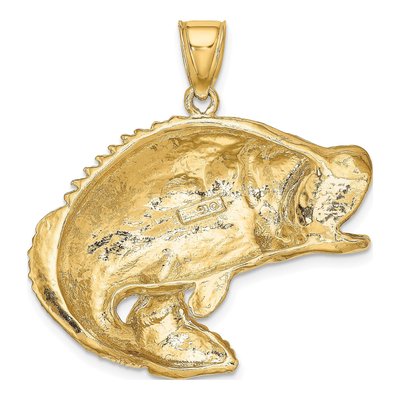 10K Yellow Gold Bass Fish Pendant – view 5