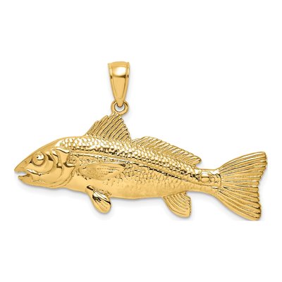 10K Yellow Gold Large 3-D Fish Pendant