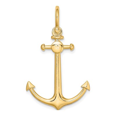 10K Yellow Gold 3D Anchor Charm – view 5