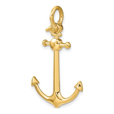 10K Yellow Gold 3D Anchor Charm – view 6