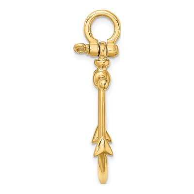 10K Yellow Gold 3D Anchor Charm – view 3
