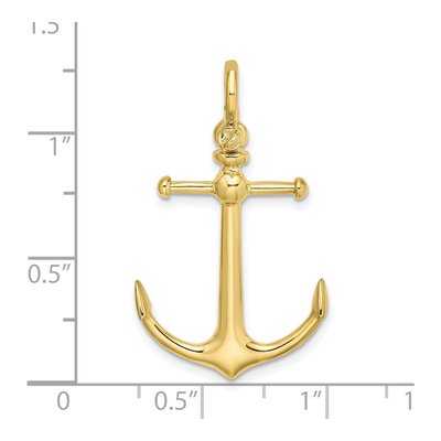 10K Yellow Gold 3D Anchor Charm – view 4
