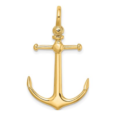 10K Yellow Gold 3D Anchor Charm – view 5