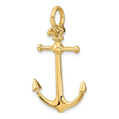 10K Yellow Gold 3D Anchor Charm – view 6