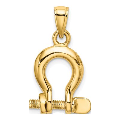10K Yellow Gold 3D Shackle Screw Pendant – view 5
