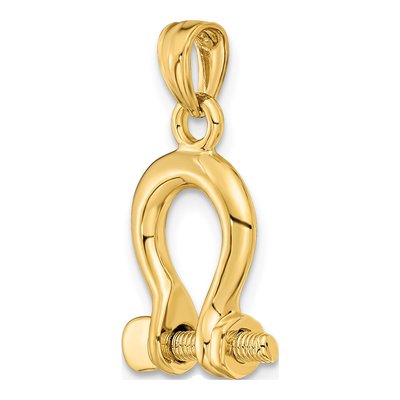 10K Yellow Gold 3D Shackle Screw Pendant – view 6