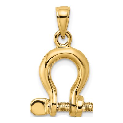 10K Yellow Gold 3D Shackle Screw Pendant