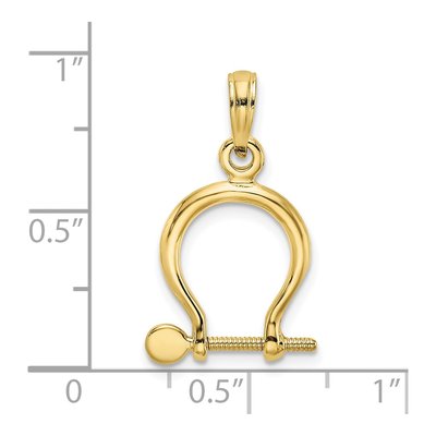 10K Yellow Gold 3D Shackle Screw Pendant – view 4