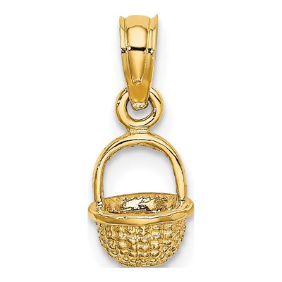 10K Yellow Gold Mini Basket Pendant – view 5