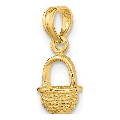 10K Yellow Gold Mini Basket Pendant – view 6