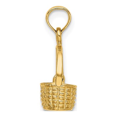 10K Yellow Gold 3D Moveable Basket Charm – view 3
