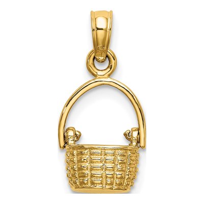 10K Yellow Gold 3D Moveable Basket Charm – view 5