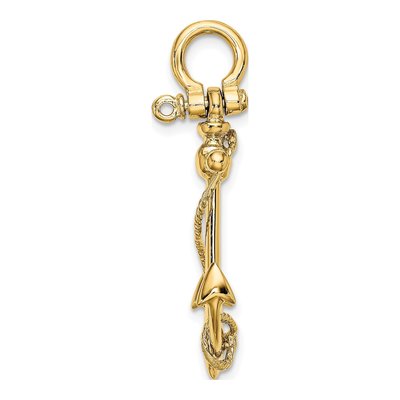 10K Yellow Gold 3D Anchor Pendant – view 3