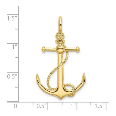 10K Yellow Gold 3D Anchor Pendant – view 4