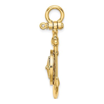 10K Yellow Gold 3D Anchor Compass Pendant – view 2