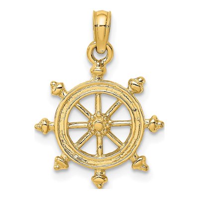 10K Yellow Gold Ships Wheel Pendant