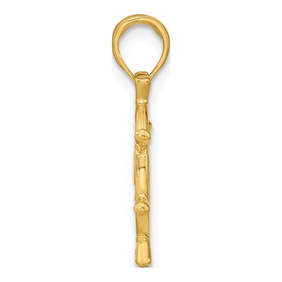 10K Yellow Gold 3D Ship's Wheel Pendant – view 3