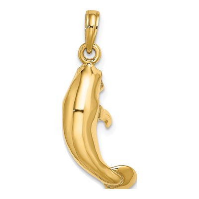 10K Yellow Gold 3D Manatee Pendant – view 5