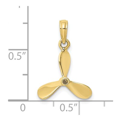 10K Yellow Gold 3D Propeller Charm Pendant – view 4