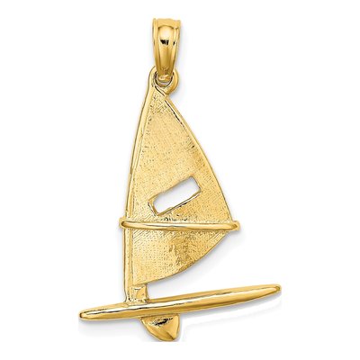 10K Yellow Gold 3D Windsurfing Board Charm