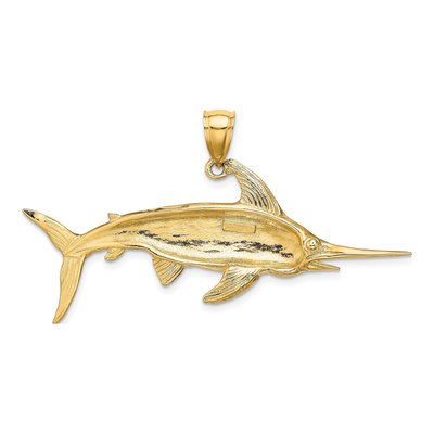 10K Yellow Gold Large Swordfish Charm – view 5