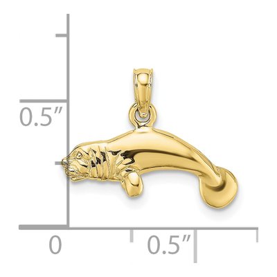 10K Yellow Gold 3D Manatee Charm – view 4