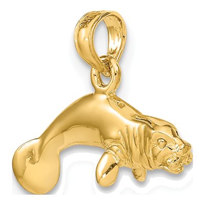 10K Yellow Gold 3D Manatee Charm – view 6