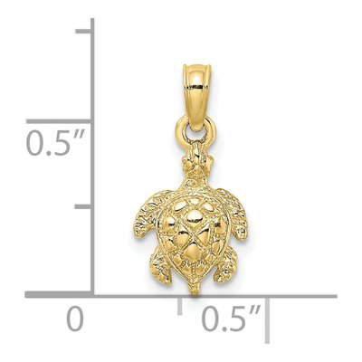 10K Yellow Gold Sea Turtle Pendant – view 4