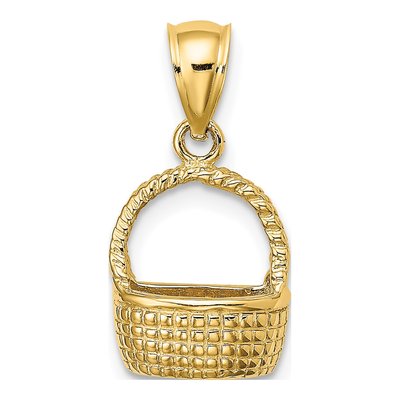 10K Yellow Gold Flat Back Basket Charm