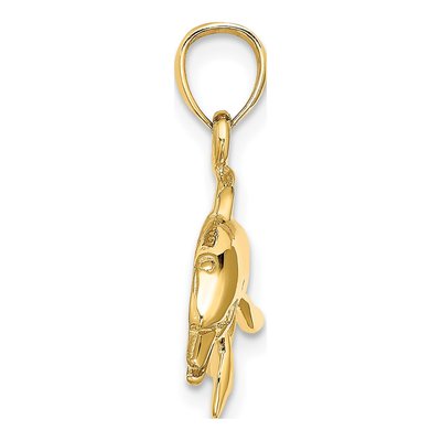 10K Yellow Gold Textured Dolphin Pendant – view 3