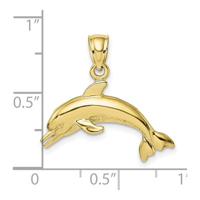 10K Yellow Gold Textured Dolphin Pendant – view 4