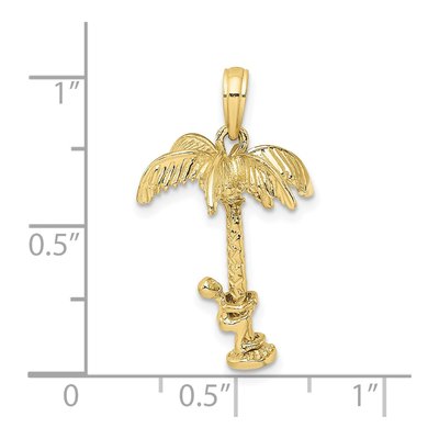 10K Yellow Gold 3-D Palm Tree Charm – view 4