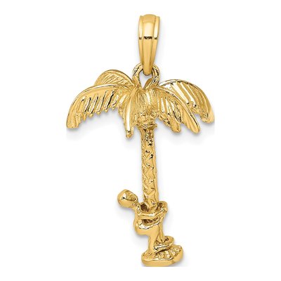 10K Yellow Gold 3-D Palm Tree Charm