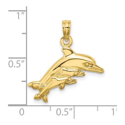 10K Yellow Gold Dolphin Baby Dolphins Charm – view 4