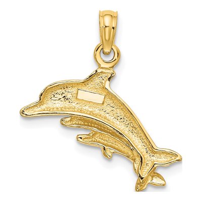 10K Yellow Gold Dolphin Baby Dolphins Charm – view 5