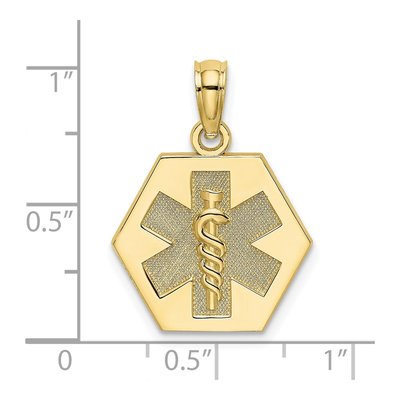 10K Yellow Gold Medical Symbol Hexagon Pendant – view 4
