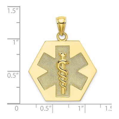 10K Yellow Gold Medical Symbol Hexagon Pendant – view 4